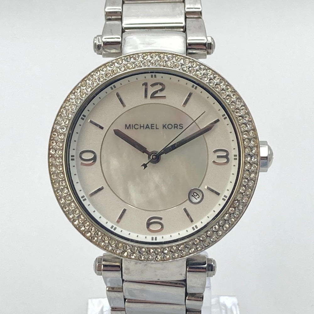 Michael Kors Women's Watch 39mm Silver Tone MOP Crystals MK5088 New Battery 7"